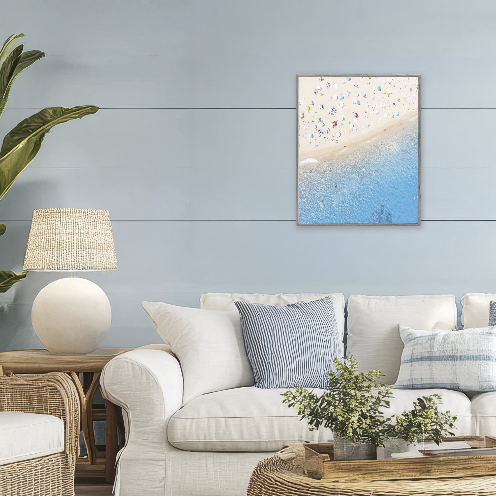Stupell Industries Happy Beach in Summer Gray Framed Giclee Art, design by Leah Straatsma