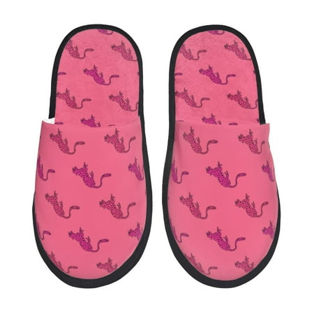 Balery Leopard Print Slient Indoor Furry Fleece Comfort House Shoes Soft Non-Slip Home Shoes Cotton slippers House Slippers-- Large