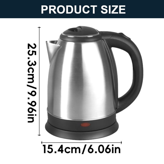 Xyadri Stainless Tea Kettle for Boiling Water, Cordless Water Boiler with 360 Rotational Base, Automatic Shut Off, 1.8L, Silver Black, Kitchenware Set Essential
