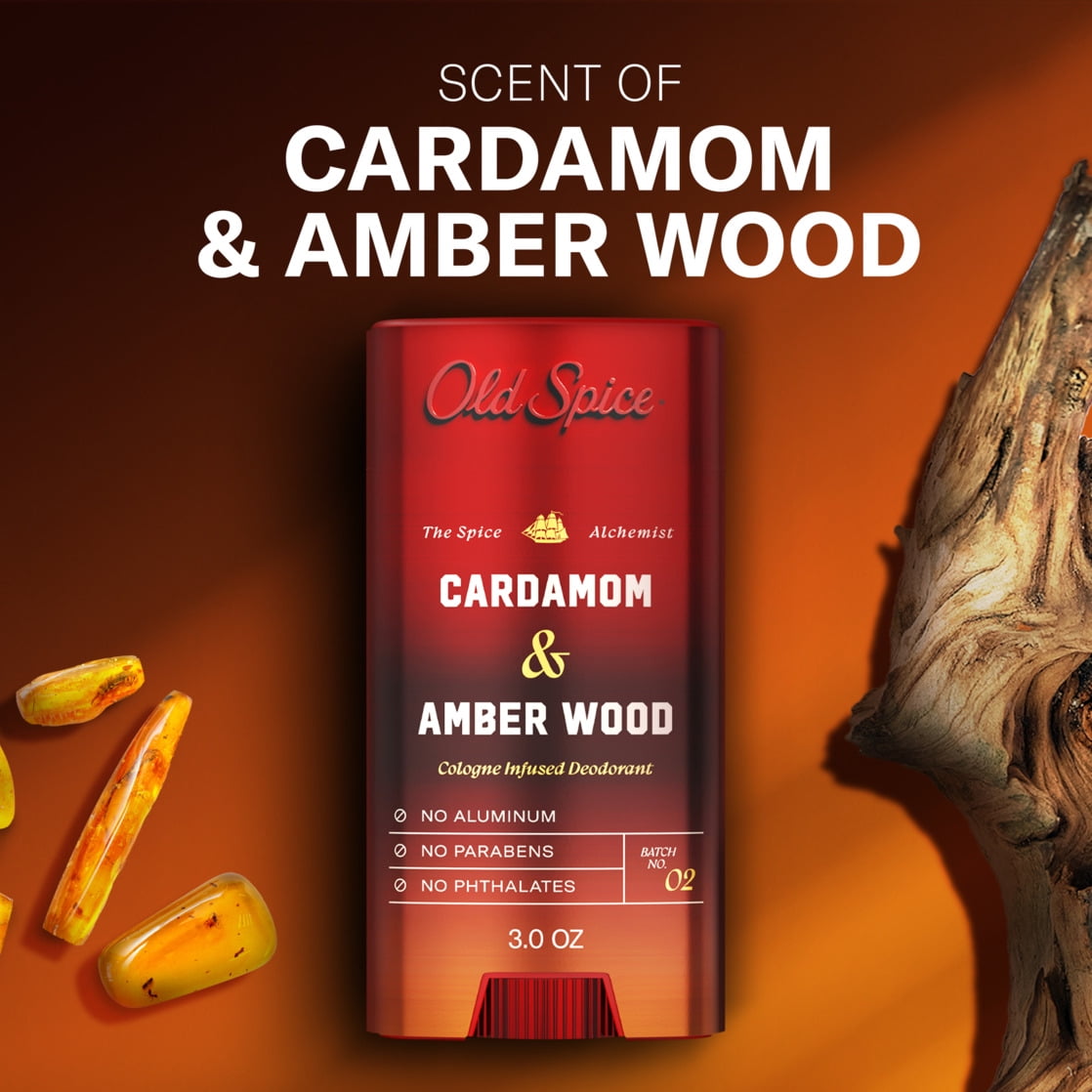 Old Spice Deodorant for Men, The Spice Alchemist Collection, Cardamom and Amber Wood, 3oz