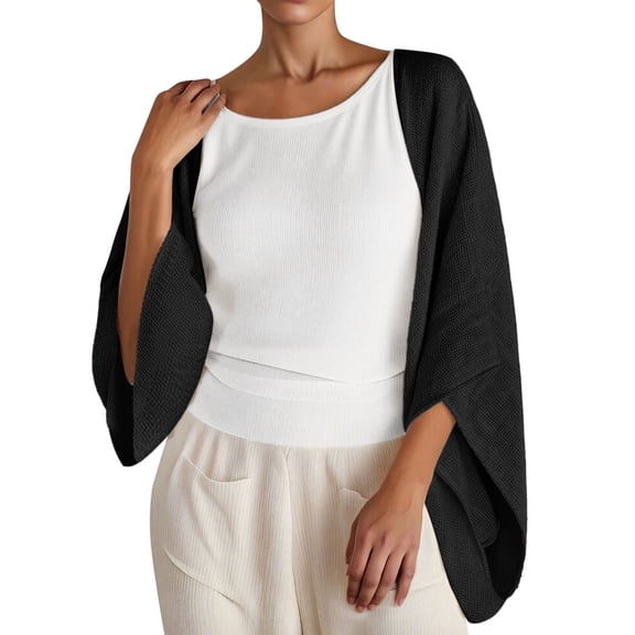 Ediodpoh Cardigan for Women Casual Long Sleeve Open Front Lightweight Knit Sweater Cover up for Daily Wear and Outfits Black M
