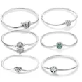 thumbnail image 2 of HOT 20 Style Original 17CM-20CM Sterling Silver Snake Basic Bracelet Heart Moon Star Women DIY CZ Jewelry Fit Beads Charm, 2 of 6
