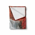 thumbnail image 2 of Landscape Soft Flannel Fleece Throw Blanket, Nature Theme with River in the Fall Season Warm Colored Leaves, Cozy Plush for Indoor and Outdoor Use, 50" x 70", Vermilion Pale Blue, by Ambesonne, 2 of 6