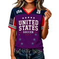 thumbnail image 3 of 2026 New USA Soccer Jersey for Women, United States Jersey Soccer, V Neck Short Sleeve Football Tee, USA Flag Soccer Jersey Sport Top for Adult(Red, L), 3 of 6