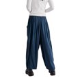thumbnail image 4 of Kmbangi Women's Summer Casual Wide Leg Pants Solid Color Drawstring Trousers with 2 Big Pockets, 4 of 5