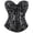 Black, variant on Women's Black Silver Striped Sequin Strapless Corset Sweetheart Bust Shaping Waist Trainer for Nightclub Evening Party