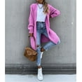 thumbnail image 6 of Women's Neck Cardigan Sweater Chunky Solid Casual Long Sweater Coat Open Front Knitwear Fashion Winter Coats, 6 of 13