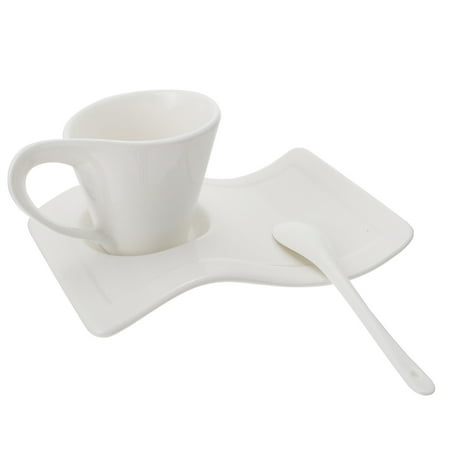 

FRCOLOR 100ml European Style Ceramic Coffee Mug Small Tea Cup with Saucer and Spoon