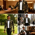 thumbnail image 4 of Men's Black Gold Embroidery Blazer, Court Prince Suit Jacket, Gold Embroidered Blazer, 4 of 7