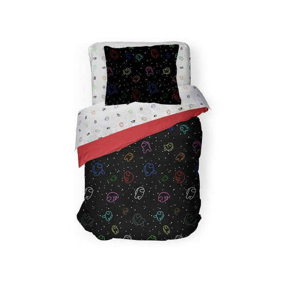 Among Us Sounds Suspicious 5 Piece Twin Bed-in-a-Bag, 100% Microfiber