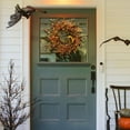 thumbnail image 2 of BNNG 17.7 Inch Fall Wreath Artificial Autumn Wreaths for Front Door Yellow & Orange Tulip Wreath with Forsythia Daisy and Berries for Indoor Outdoor Harvest Thanksgiving Holiday Celebration, 2 of 9