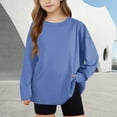 thumbnail image 2 of Xcmzpl Kids Long Sleeve T Shirts Girls Crew Neck Pullover Tops Solid Basic Blouses Casual Loose Tee Shirts 5-15 Years, 2 of 10