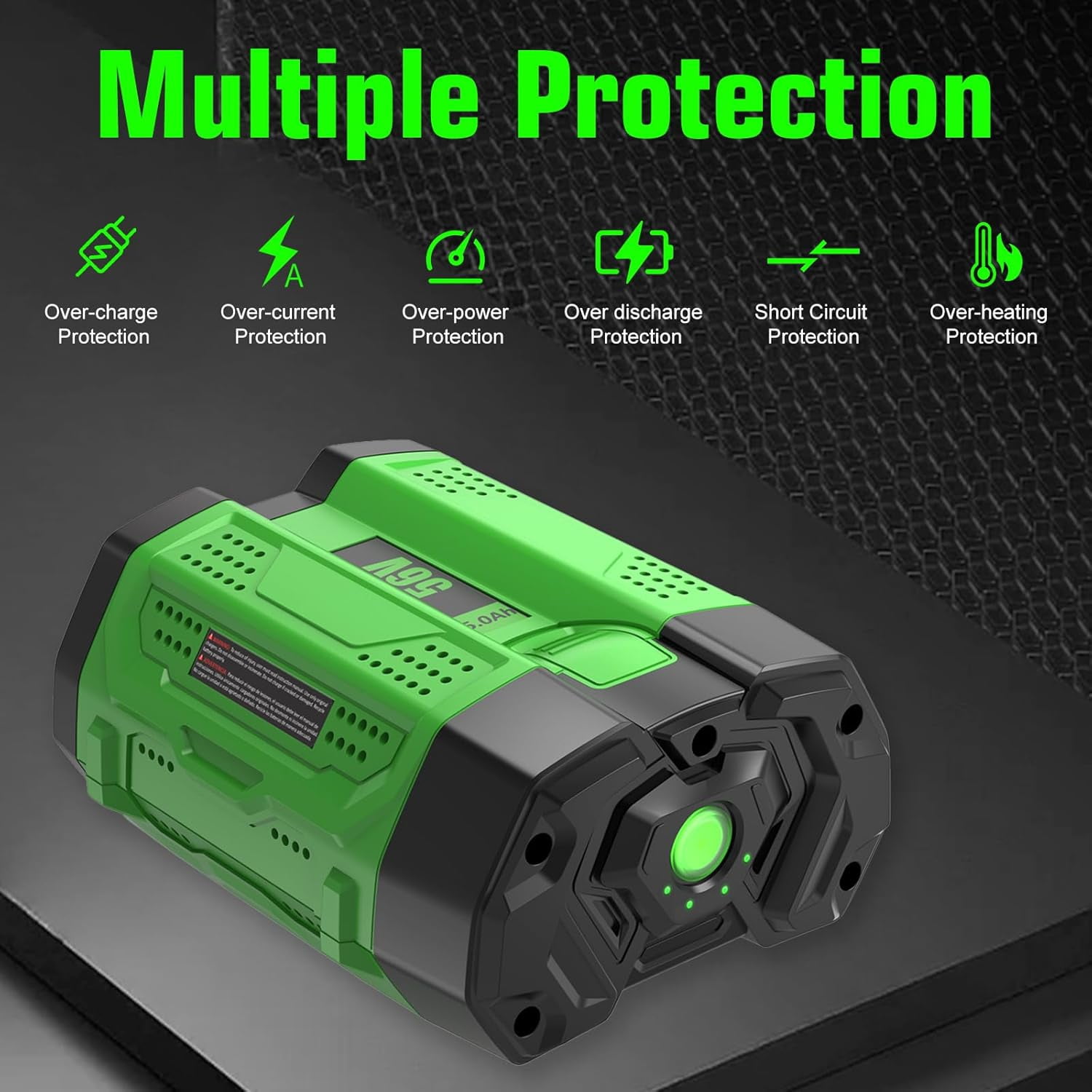 5000mAh Replacement for EGO 56V Battery Compatible with EGO Battery 5.0Ah High Capacity Lithium Power Tools Compatible with BA2800 BA4200 BA4200T BA1400 BA1400T BA2240 Cordless Power Tool(Green)