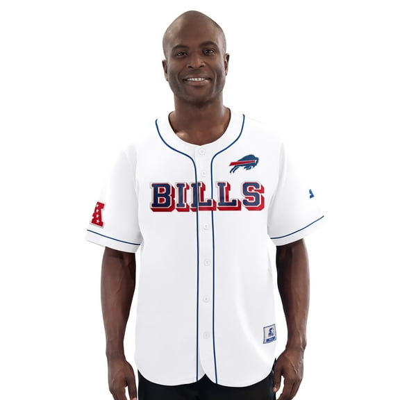 Men's-Starter  White Buffalo Bills Relay Full-Button Baseball Jersey