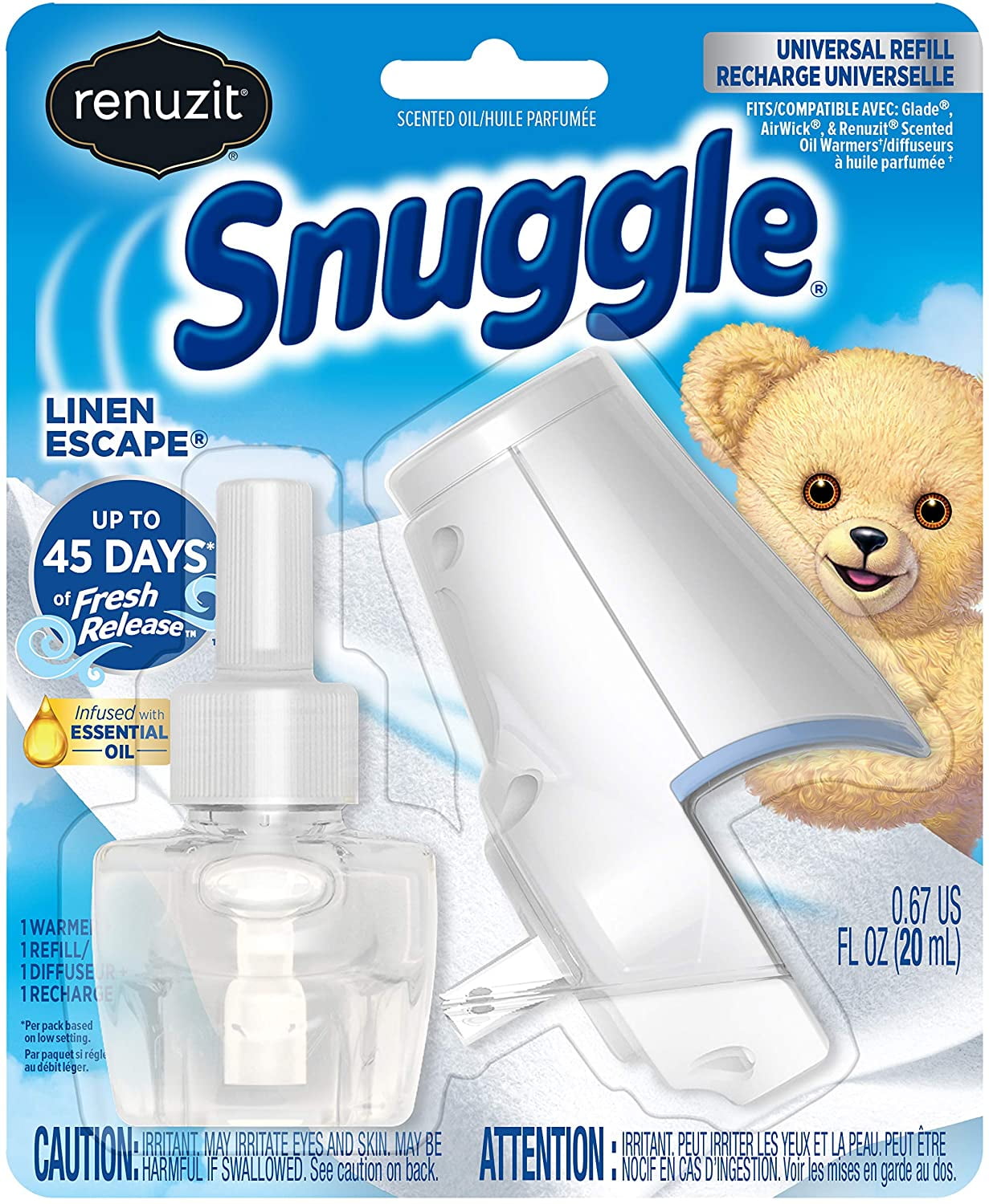 Renuzit Snuggle Scented Oil Refill Air Freshener & Plugin Warmer, Linen