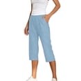 thumbnail image 5 of Womens Capris Stretch Capri Jeans Elastic Waist Wide Straight Leg Plus Size Pull on Denim Loose Summer Solid Light Blue L, 5 of 7