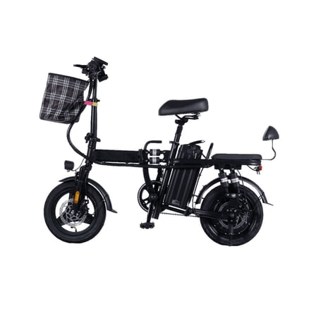 LTMATE A9 48V 500W Electric Bike with 15Ah Battery, LED Display, Shock Absorption, Foldable Design, and Anti-Theft Alarm - Black