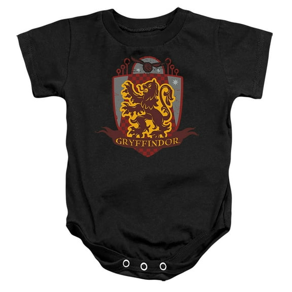 Harry Potter Gryffindor Quidditch Shield Logo Unisex Infant Snap Suit for Baby (12 Months) Black