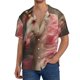 thumbnail image 1 of Fotbe Haired White Horse Camisa Estampada de Manga Corta para Hombre, Casual de Verano, Estilo Playero, Sin Arrugas-3X-Large, 1 of 5