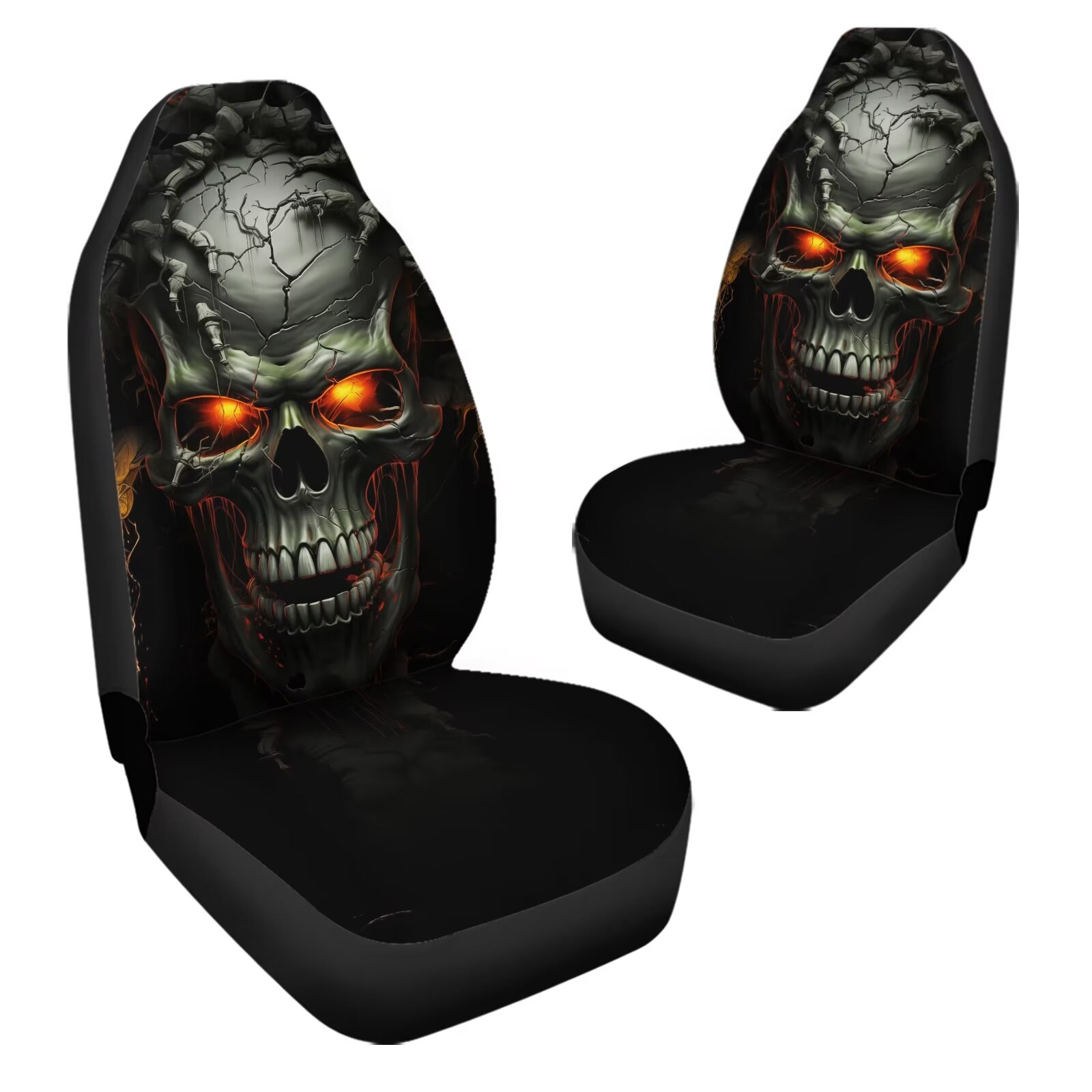 Uourmeti Car Seat Covers for Women Cool Punk Skull Print Easy to Install Soft Universal Fit Durable Elastic Automotive Seat Covers for Trucks SUV Sedan