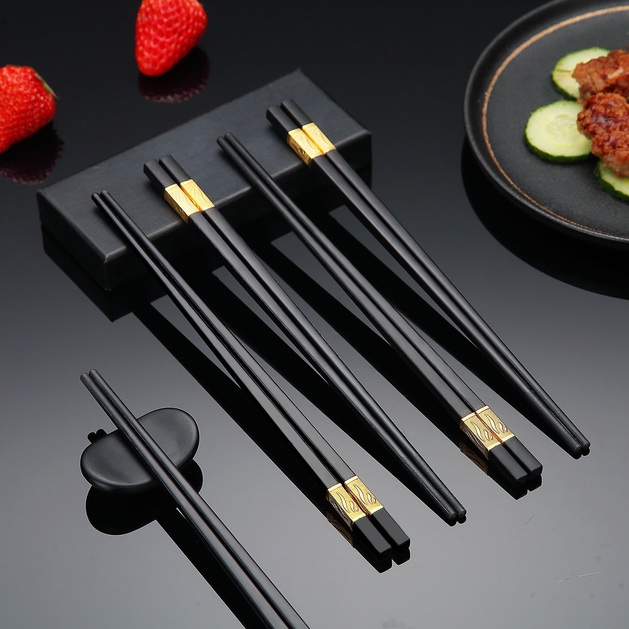 Chopsticks, fiberglass chopsticks are reusable, with chopstick rest,  dishwasher safe. Chinese luxury…See more Chopsticks, fiberglass chopsticks  are