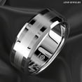 thumbnail image 3 of Tungsten Rings for Men Wedding Bands for Him 8mm Brushed Center Silver, 3 of 5