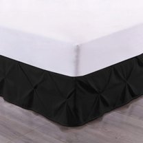 Luxury Pinch Pleated Bed Skirt 100% Egyptian Cotton 800 Thread Count 1-Piece Pintuck Bed Skirt 18" Inch Drop Length - California King Size (72" x 84") Inch, Black Solid
