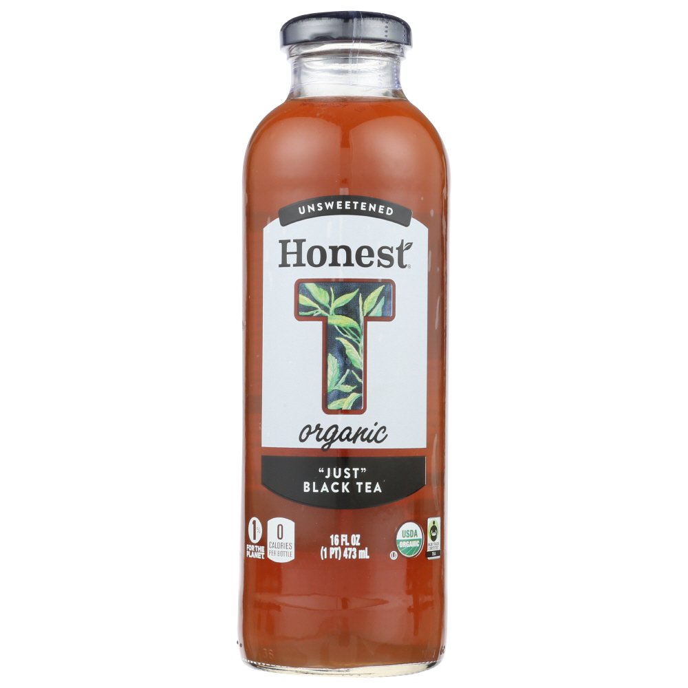 Honest Tea Organic Bottled Tea Just Black Unsweetened. 16 Fl Oz