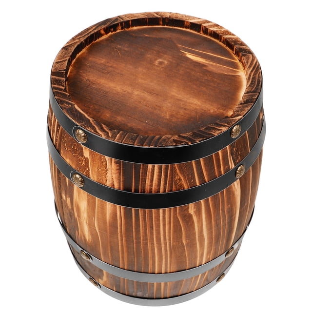 TAILTOSS Decoration Barrel Wooden Barrel Decor 1Set Dark Brown Vintage Style For Yard Adults
