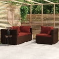 thumbnail image 1 of vidaXL 3 Piece Garden Lounge Set with Cushions Brown Poly Rattan, 1 of 4