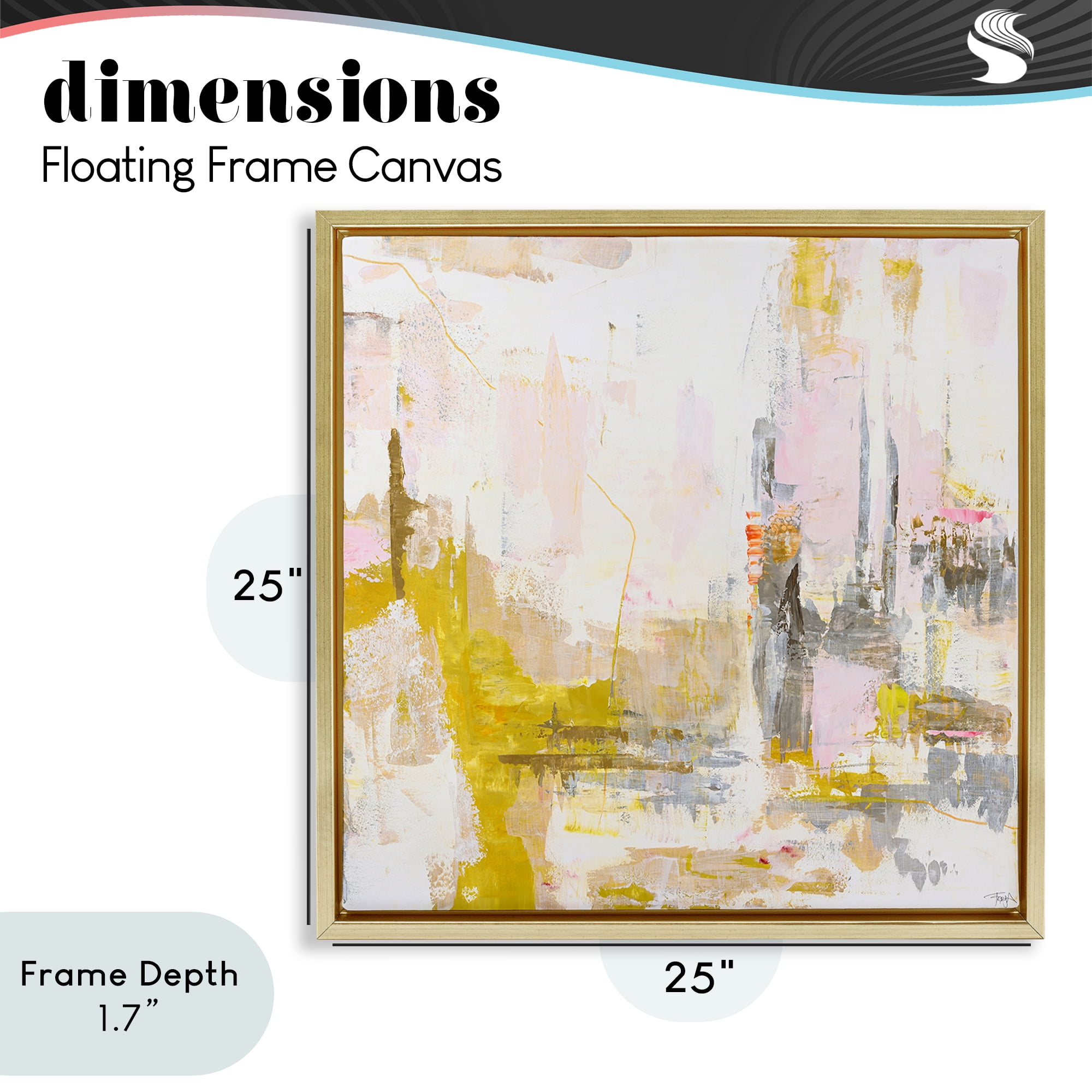 Stupell Industries New Age Yellow Abstract Gold Framed Floater Canvas Wall Art, design by Design Fabrikken