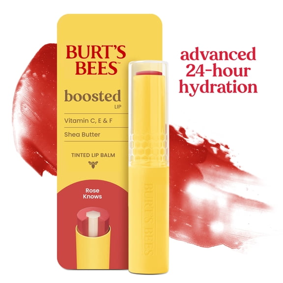 Burt's Bees Tinted Boosted Lip Balm with Shea Butter, Rose Knows, 0.16 oz.