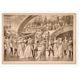 thumbnail image 2 of Historic Framed Print, [Women in ball gowns and men in military uniforms observing embracing couple at foot of staircase], 17-7/8" x 21-7/8", 2 of 9
