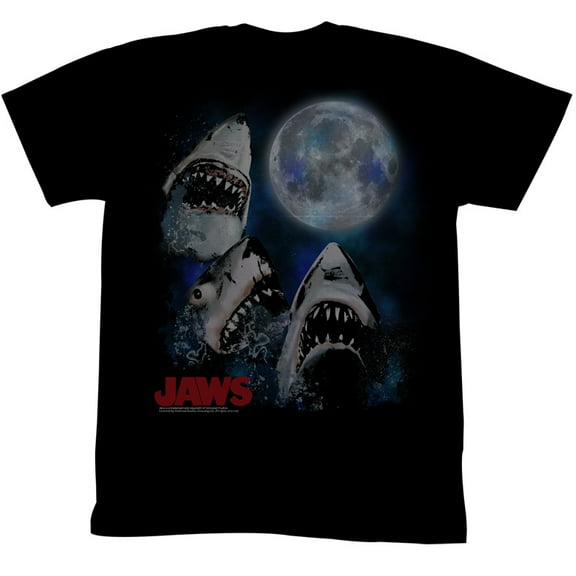 Jaws Movies Three Shark Moon Adult Short Sleeve T Shirt