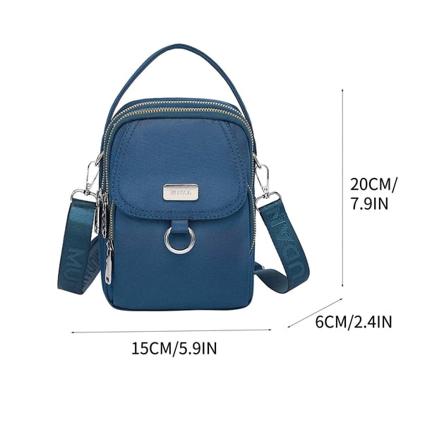 Bolsas Crossbody para Mujeres Bolsa de Teléfono Móvil Multicompartimento a Prueba de Agua, Bolsa de Hombro de Mensajero de Tela Casual de 15x6x20cm con Correa Ajustable Bolsa de Mensajero de Agujero D