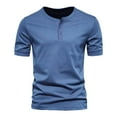 thumbnail image 2 of PMVFHDE Men T Shirts Summer Fashion Daily Casual Button Placket Short Sleeve Crew Neck Soft Blouse Comfortable Top, 2 of 3
