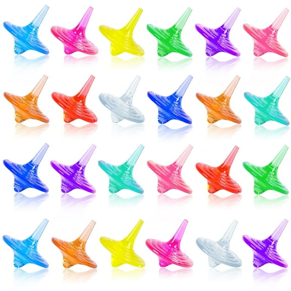 24 PCS Children’s Acrylic Spinning Tops Gems Toys, Colorful Durable Shiny Crystal Small Tops for Boys Girls Kids Game in Family/Party/School/Kindergarten Game/Reword/Gift/Education