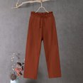 thumbnail image 2 of Thousandth Women's Plus Size Pants Casual Cotton Loose Fit Pants Drawstring Elastic Waist Wide Leg Lounge Trousers Comfy Relaxed Vacation Bottoms with Pockets, 2 of 6