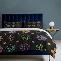 Cartoon Paw Print Colourful 3-Piece Bedding Set, Luxuriously Soft Bedding with Matching Pillow Shams, Comforter Set Twin Size for Casual Home Decor