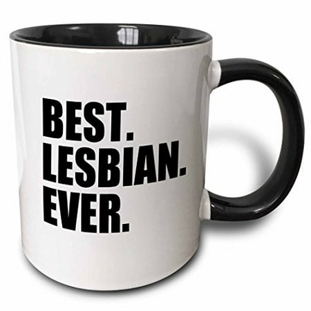 

3dRose Best Lesbian Ever - Fun humorous gay pride gifts for her - funny - humor - black text Two Tone Black Mug 11oz