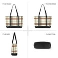 thumbnail image 6 of FORMRS Canvas Laptop Tote Bag for Women with 15.6" Computer Compartments Shoulder Handbag, Cream Plaid, 6 of 7