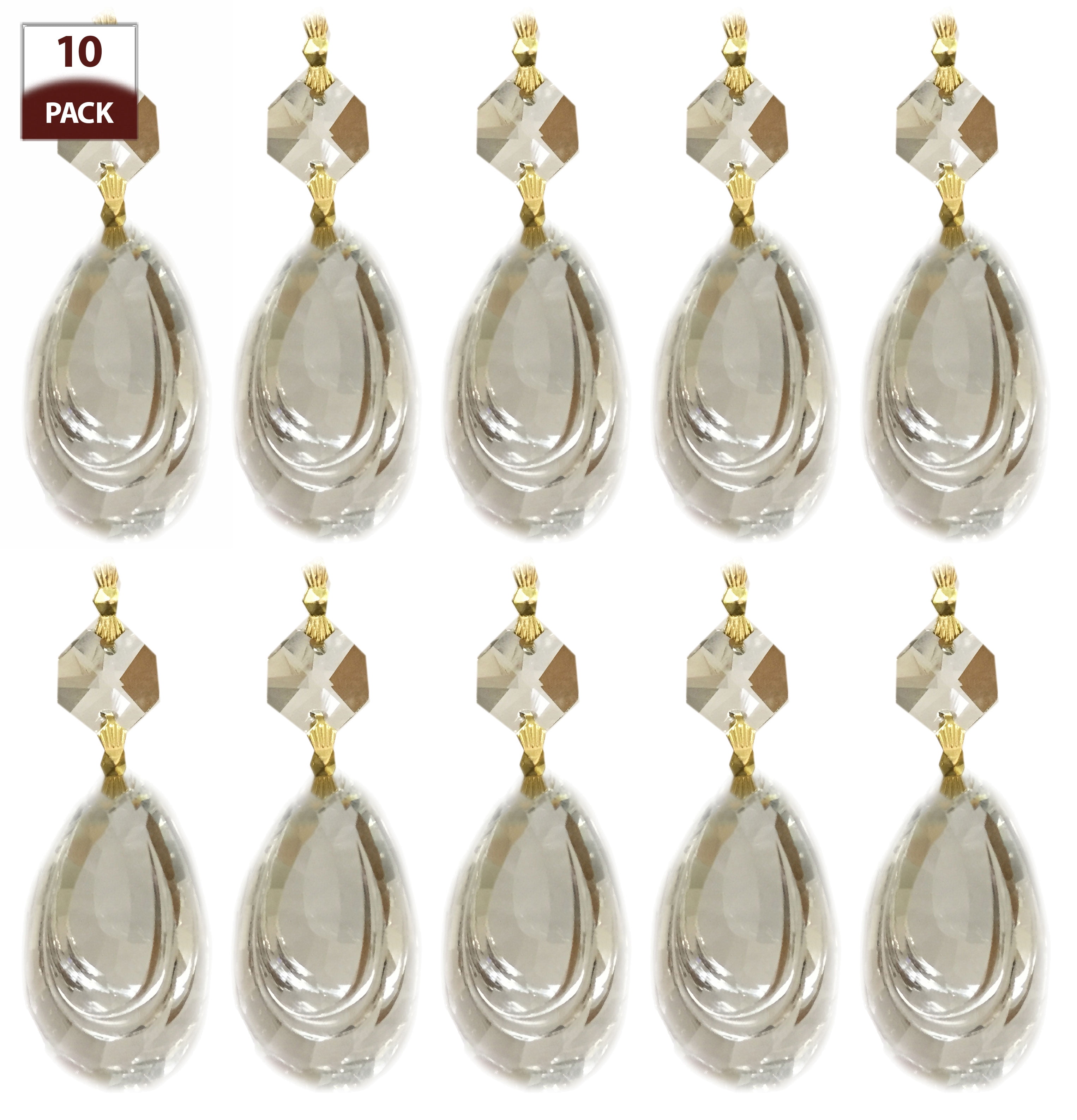 Royal Designs 10 Pack Chandelier Replacement Crystal Prisms Clear