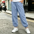 thumbnail image 4 of Nilvkv Boys Lightweight Pants, Boys Pants, Solid Color Cuffed Joggers with Elastic Waist and Side Pockets, ready for Outdoor Sports and Summer Blue 9-10 Years, 4 of 8