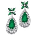 thumbnail image 2 of EMERALD DROP EARRINGS, Wedding Earrings, Emerald Earrings, Gift For her, 4.00 Ct Pear Cut Green Emerald Drop & Dangle Earrings, 2 of 4