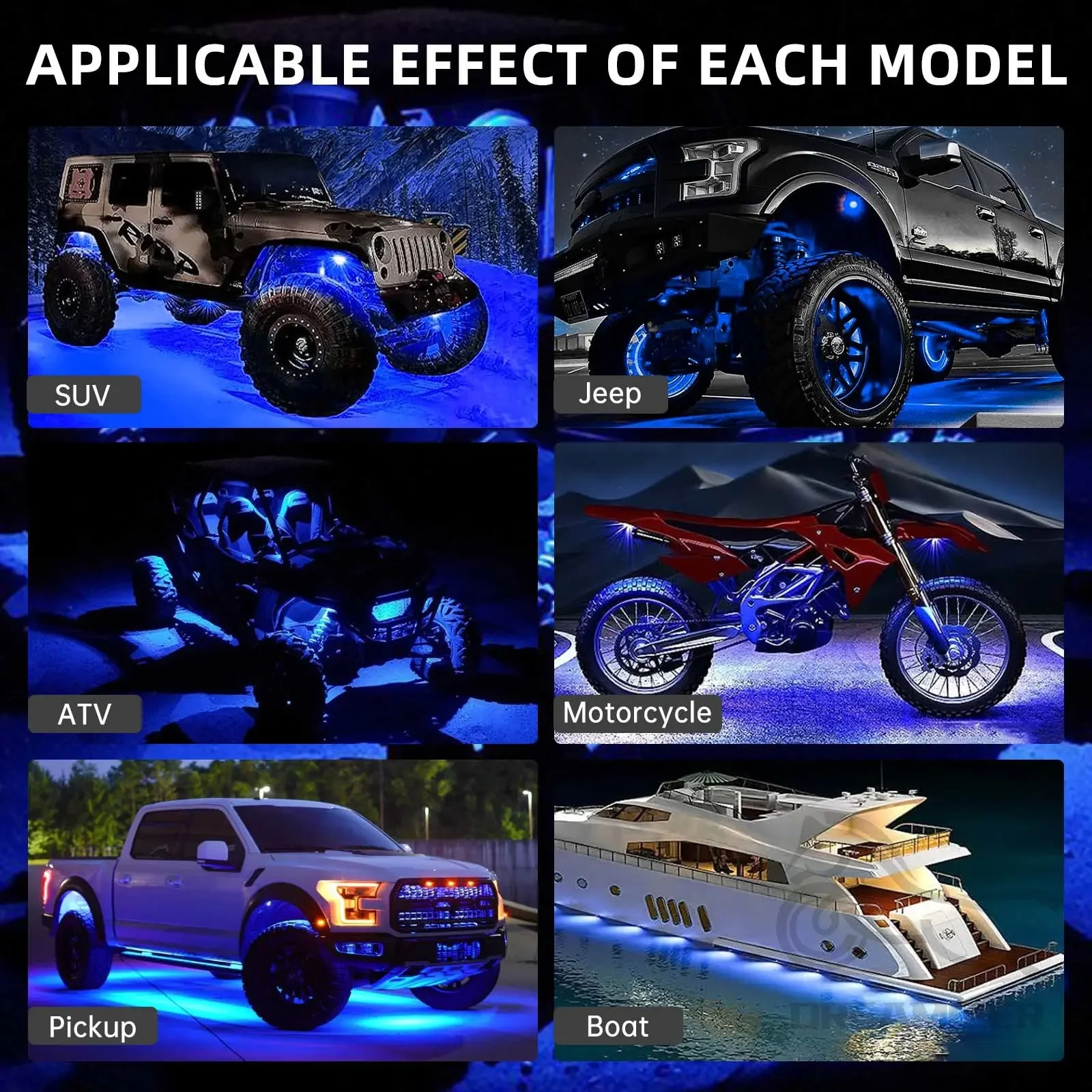 4Pods Rock Lights Kit Car Atmosphere Lamp for Offroad Truck SUV 4x4 ATV Boat LED Underglow Trail Rig Lights