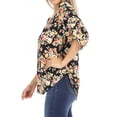 thumbnail image 2 of Women's Elegant Floral Print Tunic Casual Round Neck Roll Tab Sleeve Blouse Top, 2 of 6