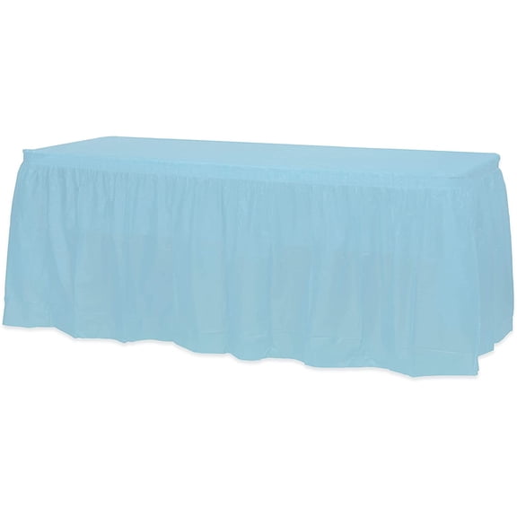 XmhyTop 2sets Plastic Table Skirts for Rectangle Tables with Table Cloths,Disposable Plastic Table Cover,53.93" x 107.87" for Party Birthday (Blue)