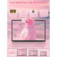thumbnail image 2 of Fsjun 15.6" Pink Laptop,Win11 Pro,Intel 11th Gen N95(Up to 3.4GHz),16GB RAM 512GB NVMe,1920x1080 IPS Display, Backlit Keyboard,Fingerprint Sensor,5800mAh Battery,WiFi 5,Student & Business, 2 of 8