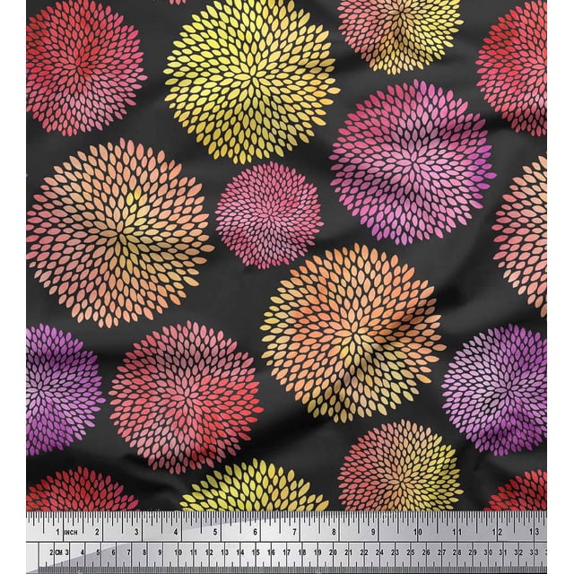 Soimoi Gray Rayon Fabric Artistic Floral Print Fabric by Yard 56 Inch Wide