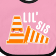 thumbnail image 4 of Inktastic Lil Sis with Construction Cones Girls Baby Bib, 4 of 4